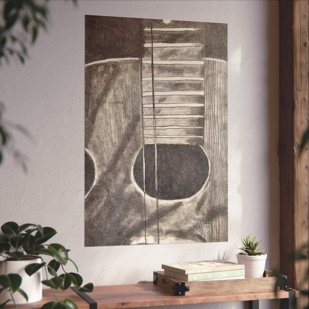 Guitar Charcoal Sketch Fine Art Poster