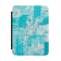 Kindle e-reader case with turquoise abstract brushstroke fabric cover