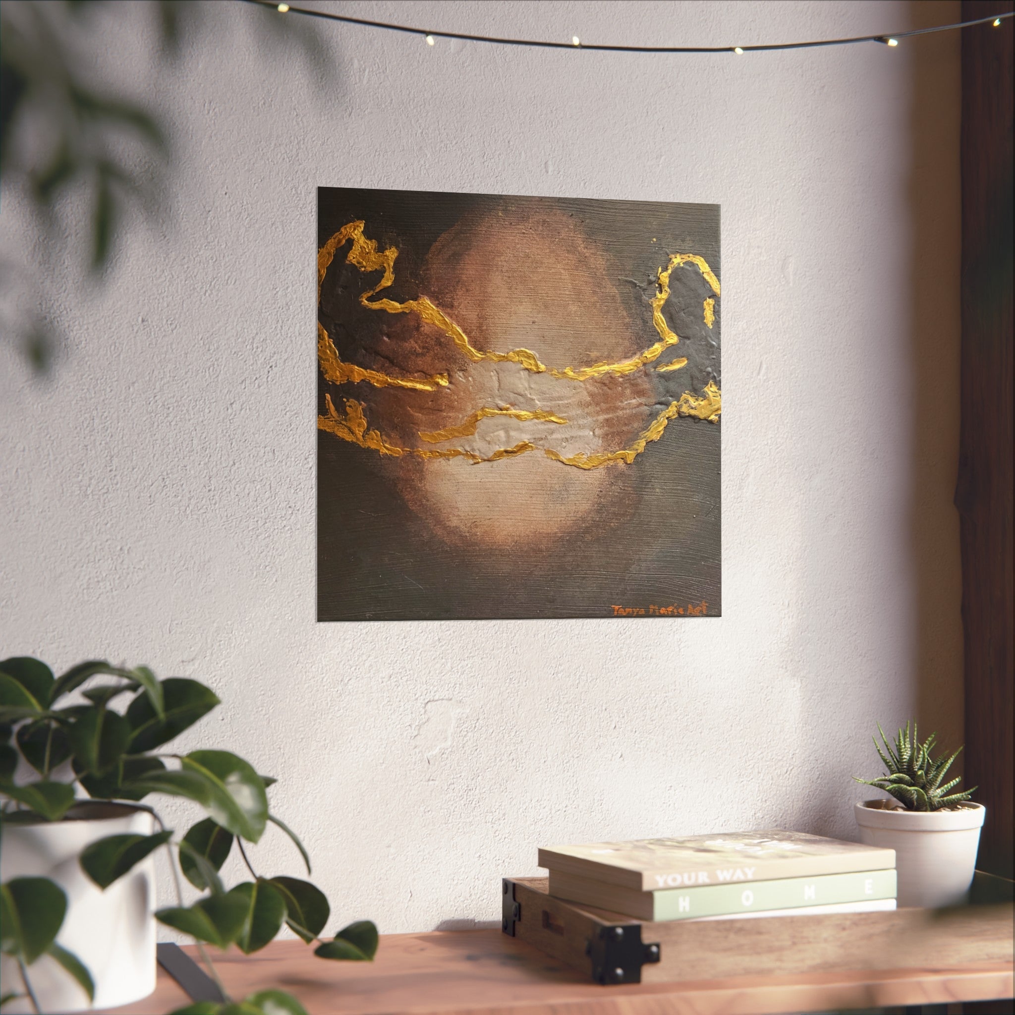 Abstract Gold Veil Fine Art Poster — Metallic Accent Wall Art