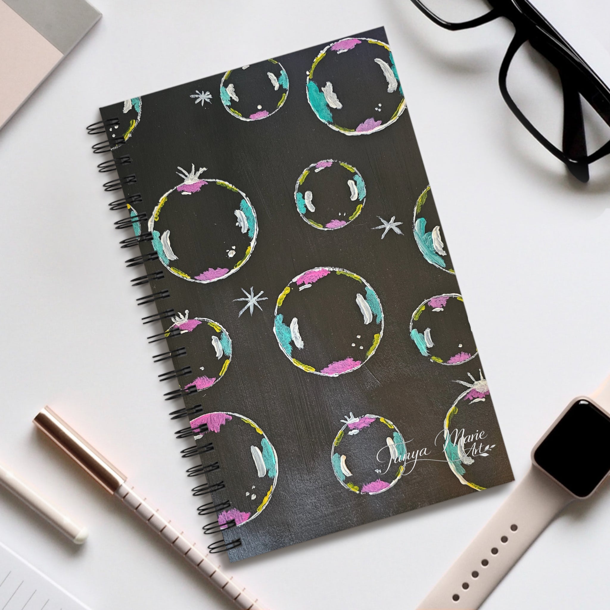 Bubbles - Spiral Journal -Acrylic Art