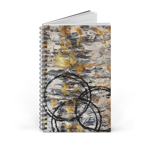 Abstract Gold & Charcoal Spiral Journal — Rustic Modern Notebook for Notes & Sketches