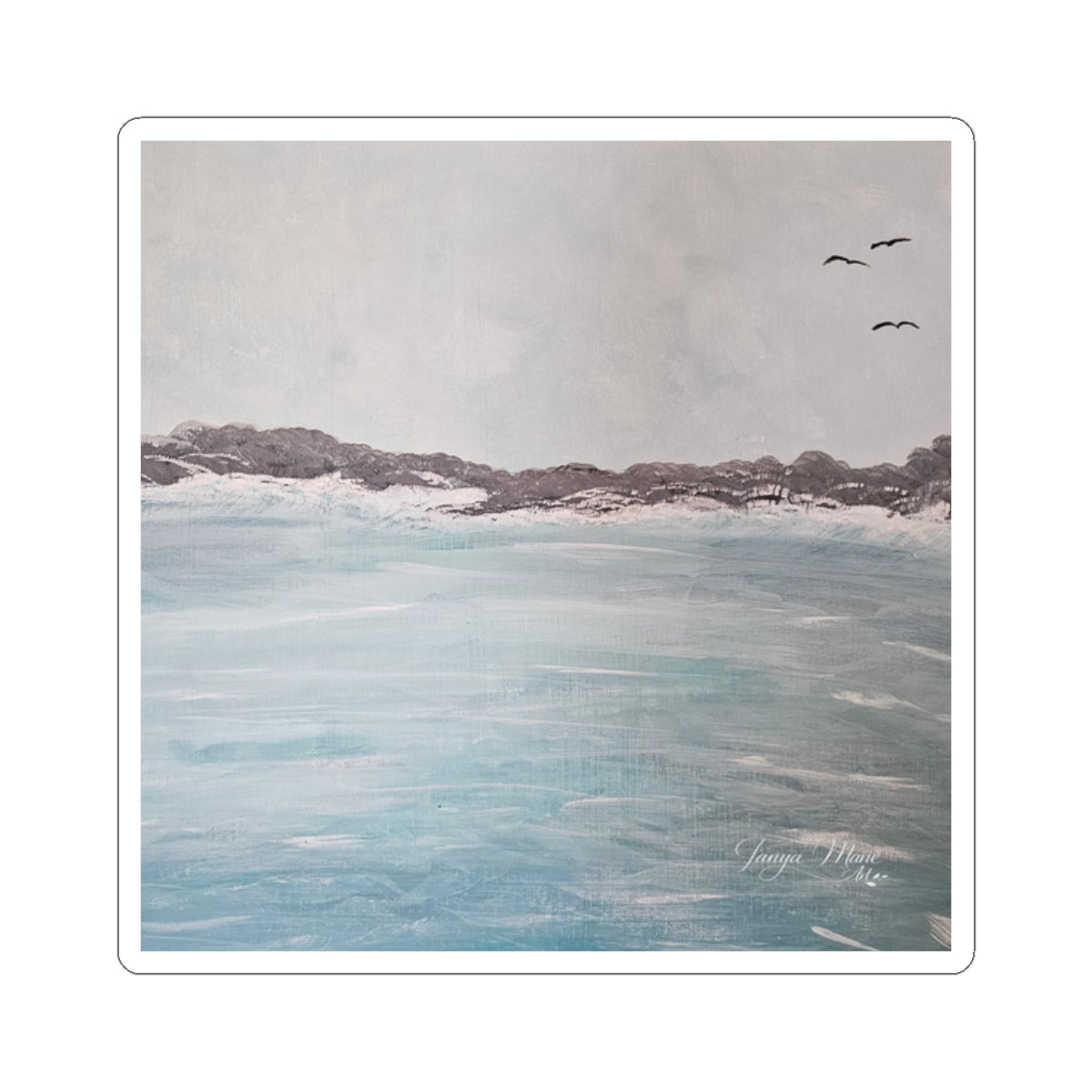 Seaside Calm Kiss-Cut Sticker — Coastal Ocean Art Sticker
