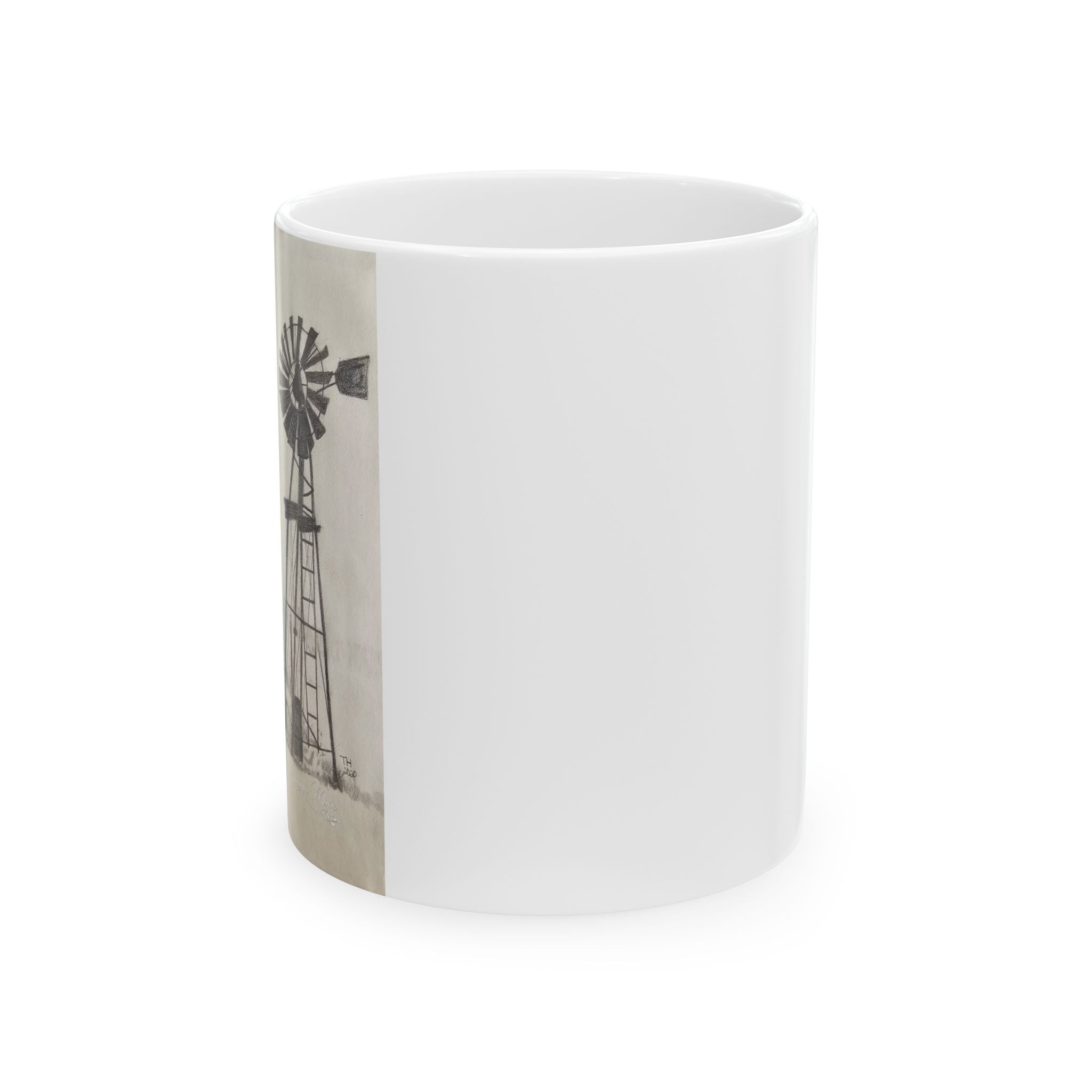 Rustic Windmill Farmhouse Ceramic Mug — Vintage Barn Coffee Cup (11oz, 15oz)