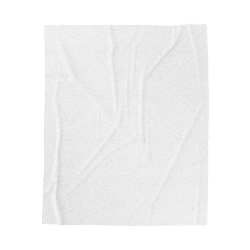 White velveteen plush throw blanket, solid plain fabric
