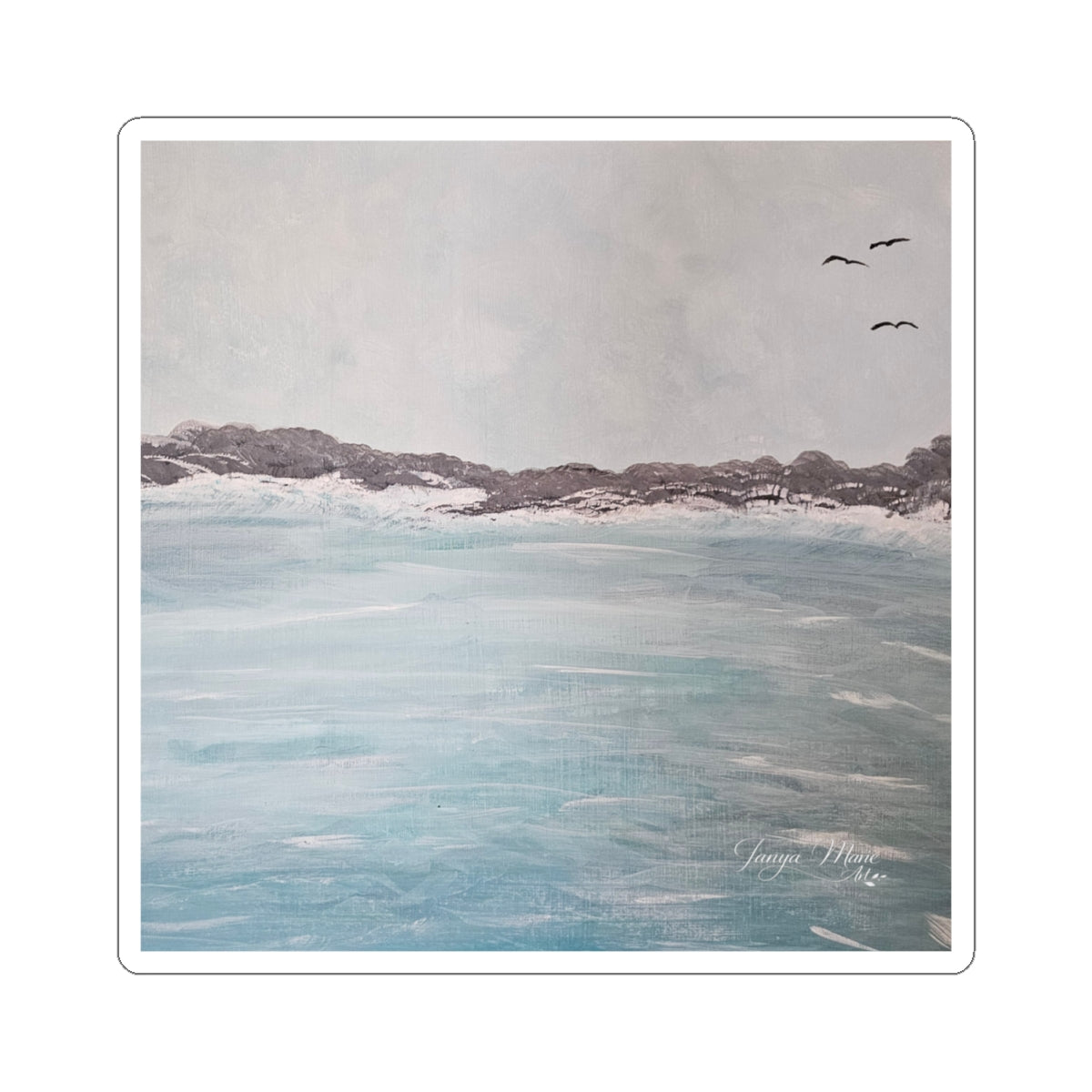 Seaside Calm Kiss-Cut Sticker — Coastal Ocean Art Sticker