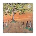 Sunset Path Fine Art Poster — Tree, Fence & Moon Landscape Print