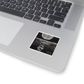 Moonlight Reflection Kiss-Cut Sticker — Black & White Moon Ocean Art Sticker