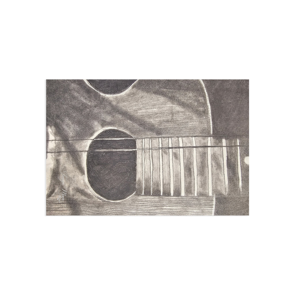 Fine Art Postcard — Pencil Drawing of Forgotten Guitar