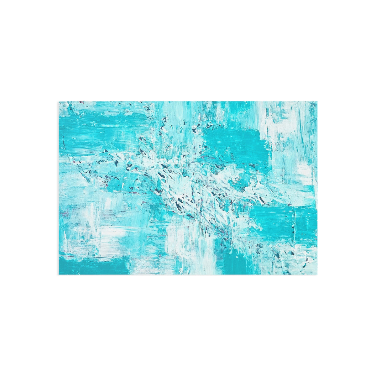 Turquoise abstract note card with white border, flat on a white background