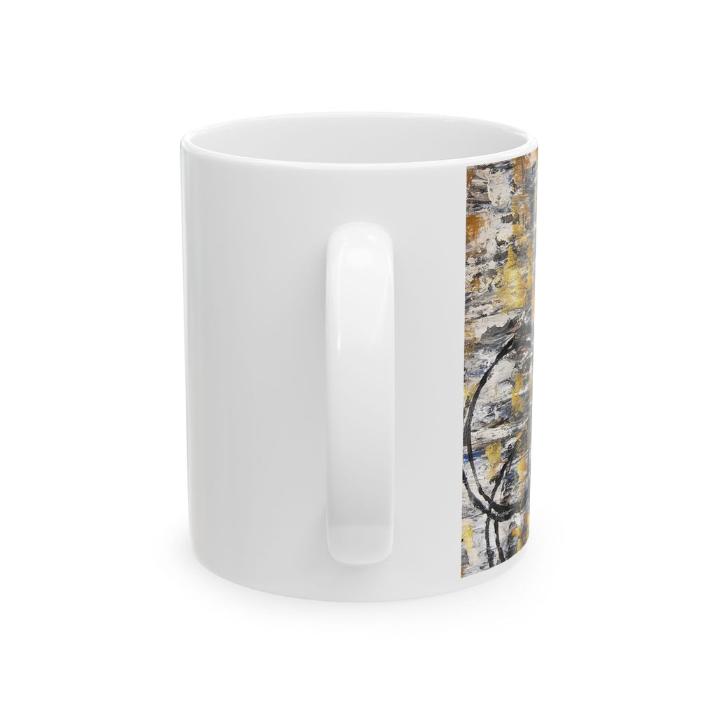 Abstract Gold Texture with Black Rings Mug | Abstract Ceramic Mug