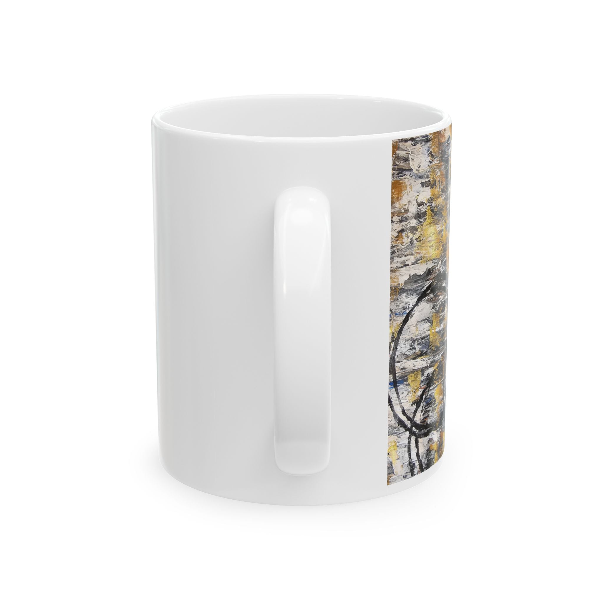 Abstract Gold Texture with Black Rings Mug | Abstract Ceramic Mug