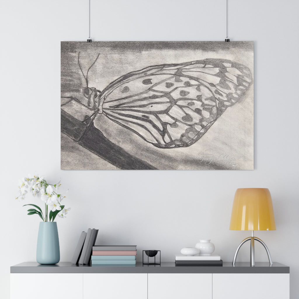 Butterfly Kisses - Monochrome Butterfly Giclée Art Print — Pencil Sketch Wall Art