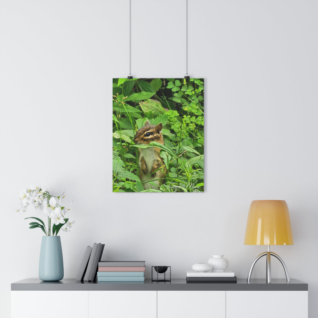 Chipmunk in Greenery — Giclée Art Print (Woodland Wildlife Photography)
