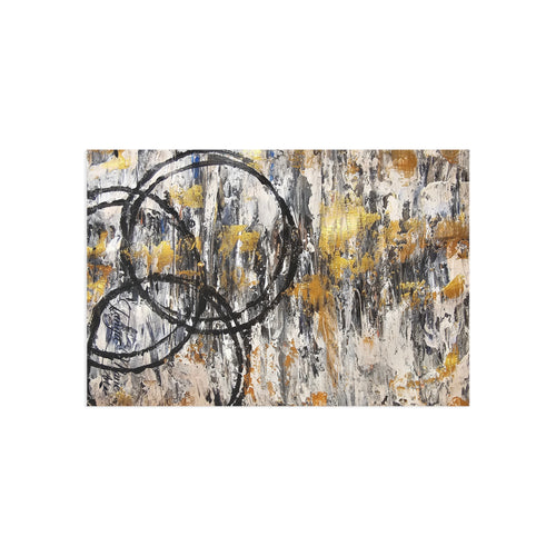 Abstract Gold Texture with Black Rings Fine Art Postcards | Modern Abstract Postcards