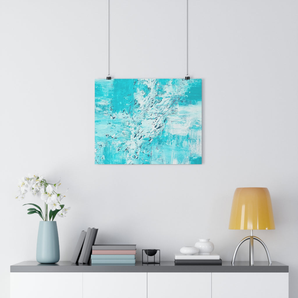 Abstract turquoise ocean giclée art print on matte paper