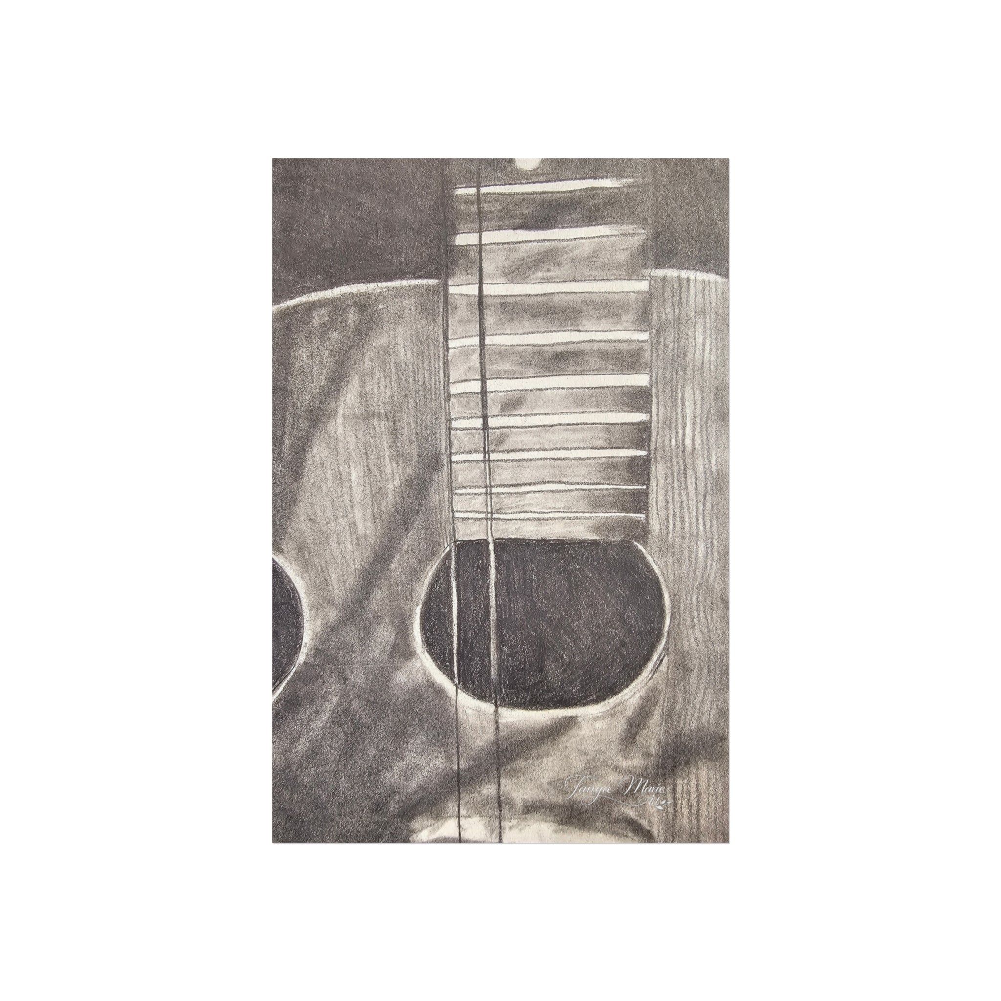 Guitar Charcoal Sketch Fine Art Poster