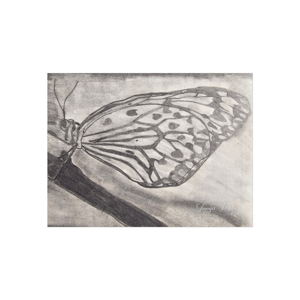 Butterfly Kisses - Butterfly Wing Charcoal Art Poster — Monochrome Fine Art Print