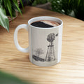 Rustic Windmill Farmhouse Ceramic Mug — Vintage Barn Coffee Cup (11oz, 15oz)