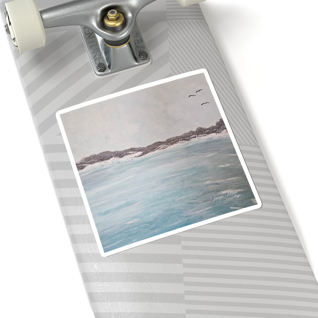 Seaside Calm Kiss-Cut Sticker — Coastal Ocean Art Sticker