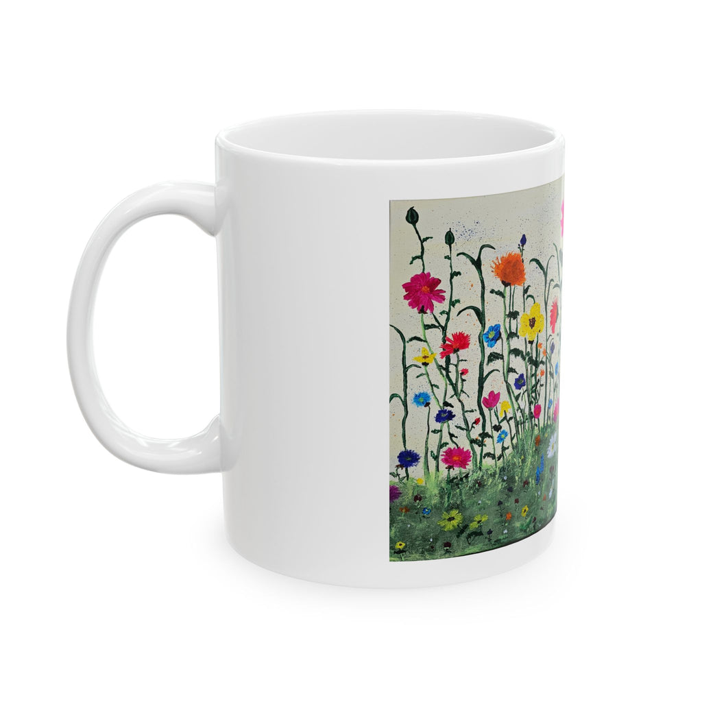 Floral Meadow Ceramic Mug - Colorful Wildflower Garden Coffee Cup (11oz)