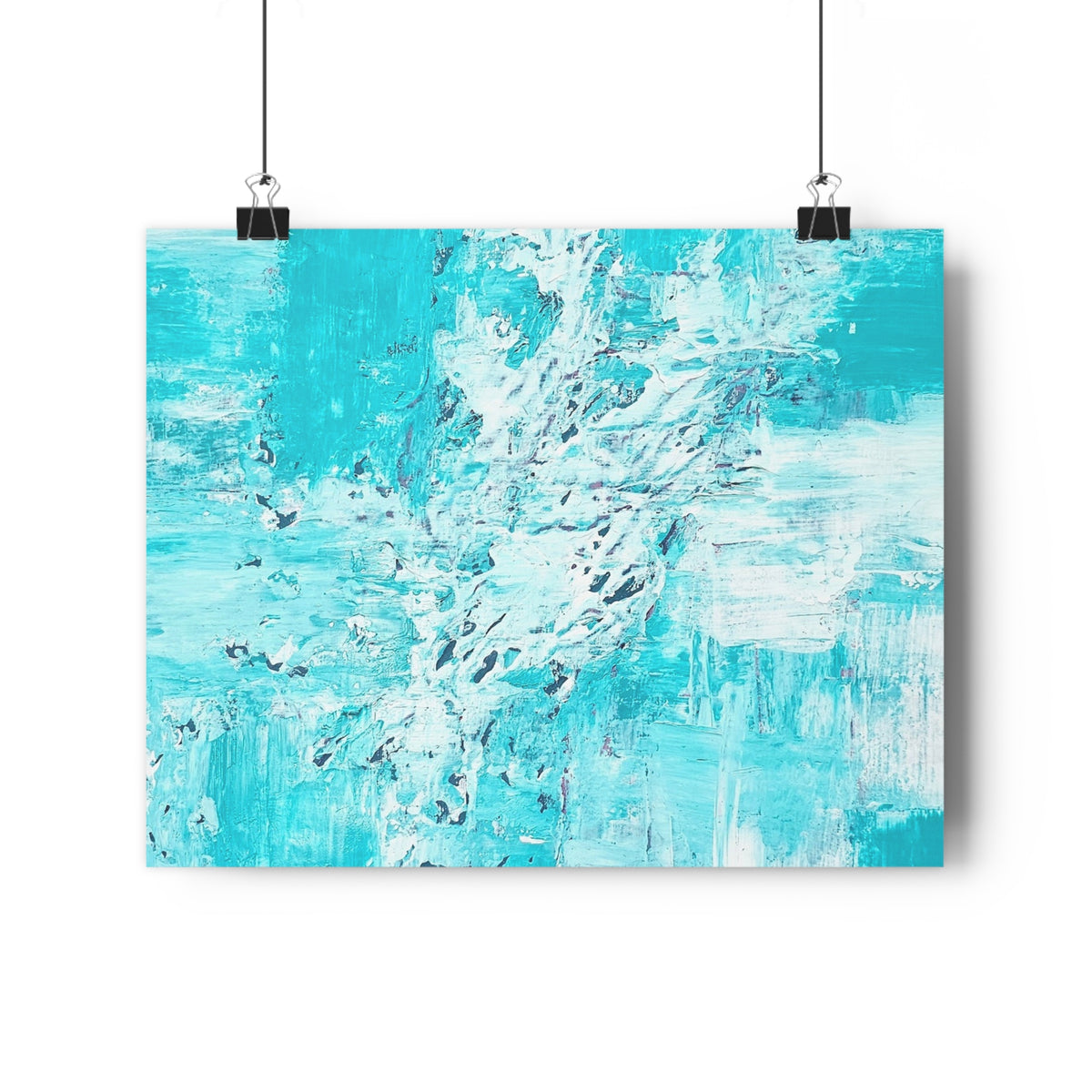 Abstract turquoise ocean giclée art print, matte paper